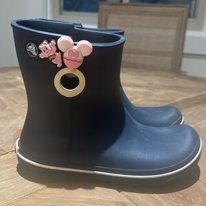 CROCS Navy Winter Boots with Pink Charms